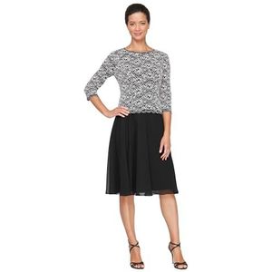 Alex Evenings Damesjurk met borduursel en borduurwerk, jurk voor moeder van de bruid, bruiloftsgastjurk (petite en normale maten), Zwart en Wit, 12