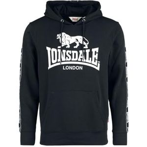 Lonsdale SCOUSBURGH Sweatshirt met capuchon, normale pasvorm, zwart/wit, L, 117553