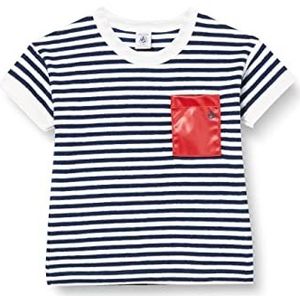 Petit Bateau T-shirt met korte mouwen voor jongens, Middeleeuws blauw/wit marshmallow, 3 Jaren