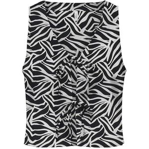 Onlnova Life Vis S/L Tie Vest AOP, zwart, M