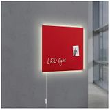 SIGEL GL402 Premium glazen magneetbord 48 x 48 cm met LED-verlichting, rood hoogglanzend, TÜV-getest, eenvoudige montage, incl. 3 magneten, Artverum