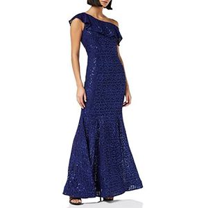 Gina Bacconi Dames pailletten kanten maxi-jurk cocktail, marineblauw, 40 NL