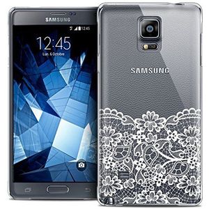 Caseink - Beschermhoes voor Samsung Galaxy Note 4 [Crystal HD Collection Spring Design Bas Dentelle - Rigide - Ultra dun - Gedrukt in Frankrijk]