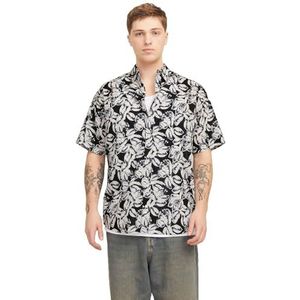 JACK & JONES Jorjoshua Split Aop Shirt Ss voor heren, zwart, XL