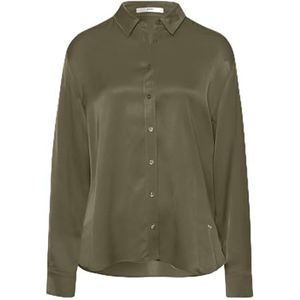 BRAX Dames Style Vic Shiny Viscose blouse, olijfgroen, 44