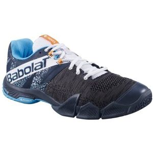 Babolat Movea Padel schoenen voor heren, ondersteuning en demping, 2 sterke riemen, ademende Ortholite-zool, Frans merk, grijs/Scuba blauw, 46 EU L, Grijs/Scuba Blauw, 46 EU