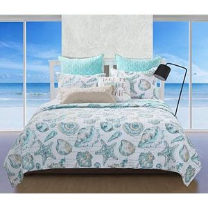 Barefoot Bungalow 3-delige Cruz Quilt Set, Polyester, Multi-Colour, Queen