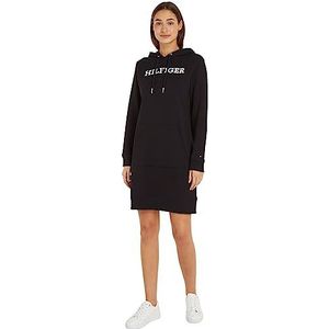 Tommy Hilfiger Dames Reg Monotype Emb Hoodie DRS Jurken, Zwart, S