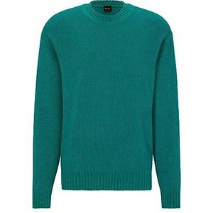 BOSS Korduroy pullover voor heren, van geribbeld katoen met ronde hals, Dark Green303, XL