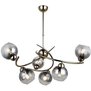 Homemania 1567-80-06 Hanglamp Mirrors, kroonluchter, plafondlamp, glas, metaal, goud, 88 x 88 x 95 cm, 6 x E27, Max 40 W
