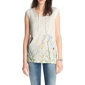 ESPRIT Collection Dames top zachte viscose - mix, gebloemd, wit (Off White 103), XL