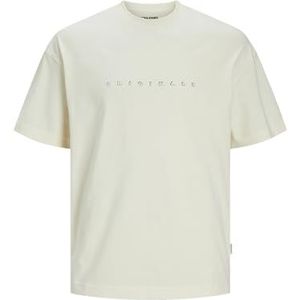 JACK & JONES JOREASTER Activity Tee SS Crew Neck, Botercrème/print: org, S