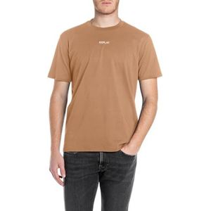 REPLAY Heren T-shirt met korte mouwen van katoen, Brown Sugar 227 (bruin), M, 227 Brown Sugar, M