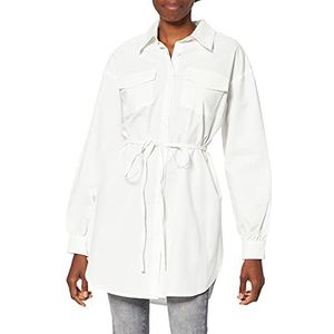 NA-KD Oversized overhemd met riem voor dames, Wit, 32