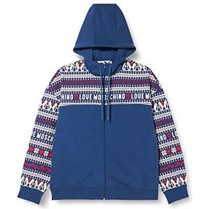 Love Moschino Dames Zip Hooded in Organic Katoen-Polyester Fleece Met Mouwen En Borst Allover Harten & Penguins Bedrukte Jas, BLE RED WIT, 48