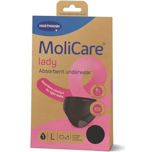 MoliCare lady - Discreet en absorberende incontinentie- en menstruatieslip voor vrouwen, maat M, bevat zoveel als 4 tampons, wasbaar op 60 °C, zonder biociden, Oeko-Tex, geschikt voor de droger, zwart
