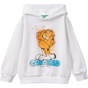 United Colors of Benetton Sweatshirt met capuchon voor kinderen en jongens, Wit, 1 jaar