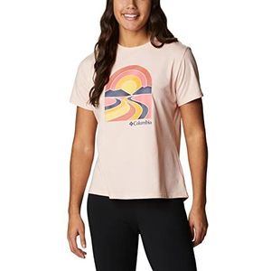 Columbia Sun Trek Graphic Tee II Wandelhemd voor dames, Peach Blossom Heather, Suntrek Trails, M