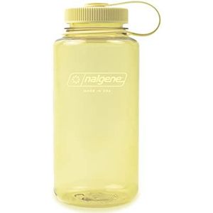 Nalgene Sustain Tritan BPA-vrije waterfles gemaakt van materiaal afgeleid van 50% plastic afval, 32oz, brede mond, boter