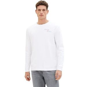 TOM TAILOR T-shirt met lange mouwen voor heren, 20000 - wit, XL