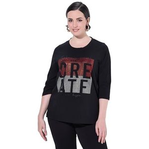 Ulla Popken - Shirt - Rood/Zwart - Driekwart Mouw - Normale Pasvorm