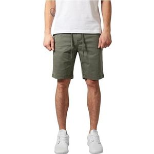 Urban Classics Heren Stretch Twill Joggshorts Shorts, olijfgroen, L/Kort