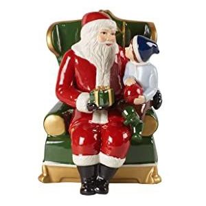 Villeroy & Boch Christmas Toys Kerstman op fauteuil, decoratieve kerstmanfiguur van hard porselein, kleurrijk
