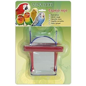 Arquivet Rode spiegel voor vogelkooi, 12 x 10 cm, accessoires voor kooien, speelgoed voor kanarievogels, golfkieten, papegaaien, entertainment voor vogels