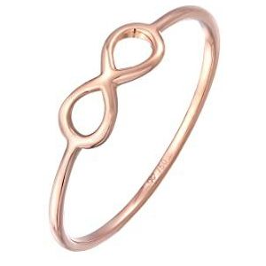 Elli Dames Premium 750 Rose Gold Infinity Love Basic Blogger Ring, O, Sterling zilver