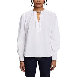 edc by ESPRIT Katoenen blouse met binddetail, wit, M