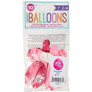 Unieke Party 56063-9"" Latex Verschillende roze verjaardag meisje ballonnen, pak van 10