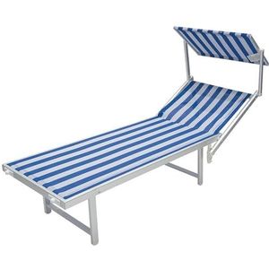 Este Strandstoel, frame van aluminium en rugleuning van textileen met verstelbaar dak Riccione – MediumSeaGreen