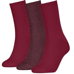 8719965009202 Dames Giftbox Lurex Stripe Classic Sock, Berry Red, One Size (Pack van 4), Bessen Rood, One size