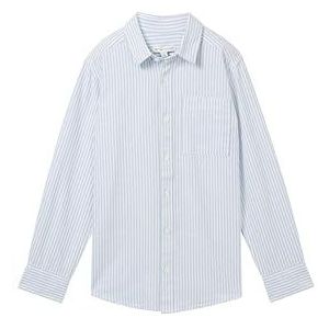 TOM TAILOR Kinderhemd voor jongens, 34274 - Midden Blauw Wit Streep, 164 cm