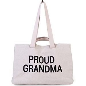 CHILDHOME, Tote bag, Canvas tas, Grote inhoud, 100% nylon, Broderie, Proud Grandma Bag, Canvas ecru