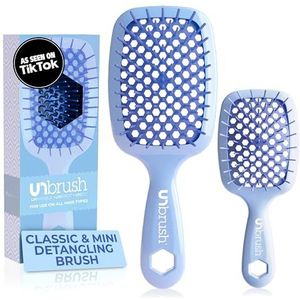 FHI Heat - Ontwarrende Borstel Combo Pack — Originele & Mini Unbrush Haarborstel voor Alle Nat/Droog Haartypes — DuoFlex Anti-Statische Haarborstel, Geventileerde Ontklitter Borstel voor Pijnvrije