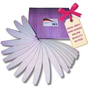 LALILL Nagelvijl, 100/180 korrel, 50 stuks, nagelvijlen voor gelnagels, nagelvijl voor hybride, acryl en natuurlijke nagels, zebravijl, manicure, buffer, professioneel en voor huisdieren