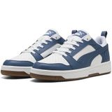 PUMA Unisex Rebound V6 lage Sneaker, wit-donker indigo-gom, 9.5 UK, Puma Witte donkere indigo kauwgom, 44 EU