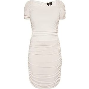 faina Dames mini jurk met korte mouwen 19227278-FA01, wit, XL, Mini-jurk met korte mouwen, XL