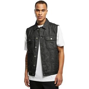 Urban Classics Herenvest denim vest, mouwloos jeansvest voor mannen, verkrijgbaar in vele kleuren, maten S - 5XL, Black Washed., XXL