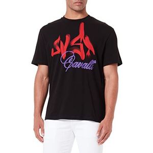 Just Cavalli Heren T-shirt met korte mouwen, 900 Zwart, XXL