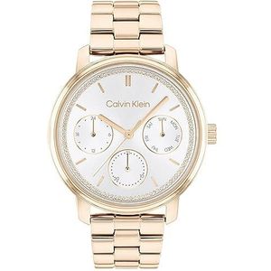 Calvin Klein Vrouwen analoog quartz horloge met roestvrij stalen band 25200178, Zilver Wit