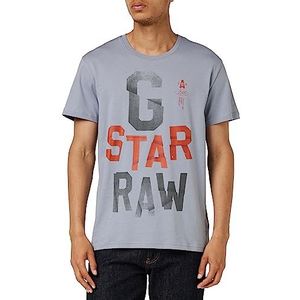 G-STAR RAW Heren Wrinkled Letters T-shirt, grijs (Dim Grey D24693-336-3885), XL
