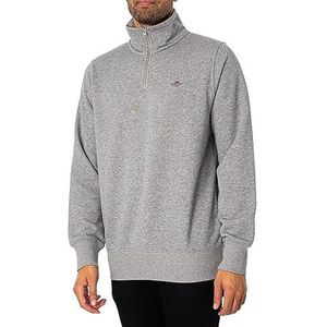 GANT Heren REG Shield Half Zip Sweat sweatshirt, grijs melange, standaard, gemengd grijs, 4XL