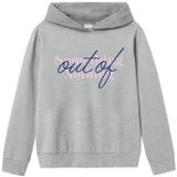 Name It - Nkfofina Ls Nreg Wh - Sweatshirt - Gemengd Grijs - Kinderen - Normale Pasvorm - Capuchon - Lange Mouwen