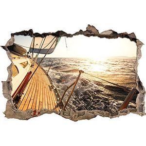 Pixxprint 3D_WD_S2505_62x42 zeilboot met fantastisch zicht op zee wanddoorbraak 3D muurtattoo, vinyl, kleurrijk, 62 x 42 x 0,02 cm