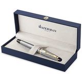 Waterman Expert vulpen | roestvrij staal met 23-karaats gouden trim | medium punt | geschenkverpakking