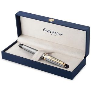 Waterman Expert vulpen | roestvrij staal met 23-karaats gouden trim | medium punt | geschenkverpakking