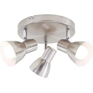 Briloner Leuchten Plafondlamp, plafondspot, spot draai-en zwenkbaar, 3x E14, max. 25 watt, retro, mat nikkel, 210x140mm (DxH)