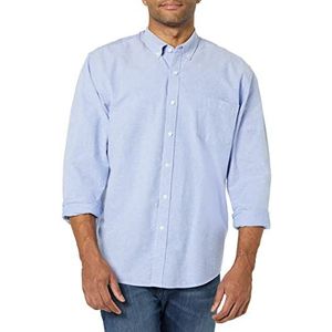 Amazon Essentials Slim-fit Lange mouw Effen Pocket Oxford Shirt Knop, Blauw, L